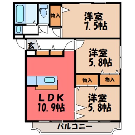 華美が丘参番館の物件間取画像